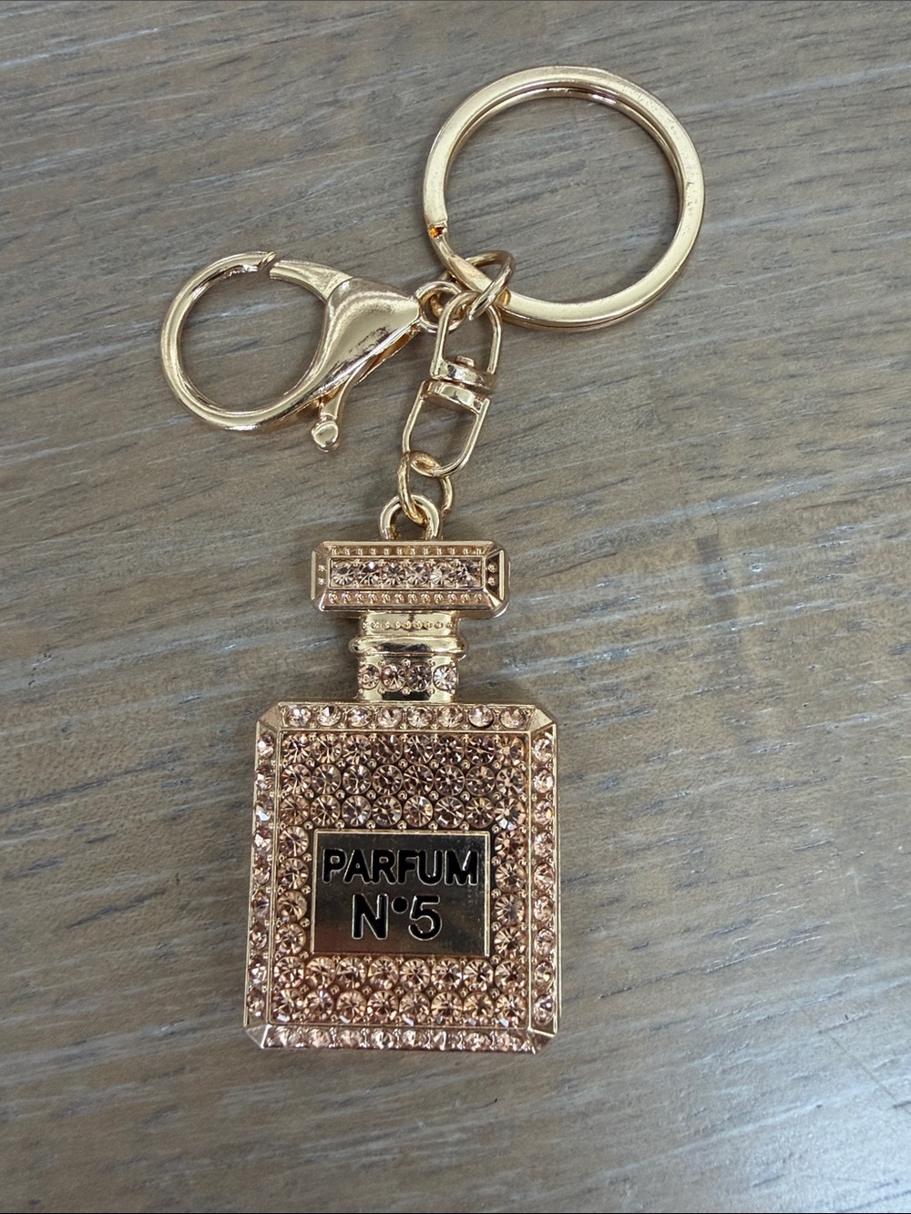 5/$20 Parfum No. 5 rose gold and rhinestone keychain/bag charm NWOT